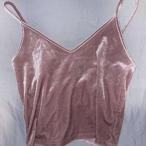 Pink velvet crop top